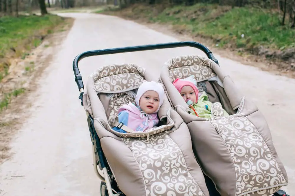 Babies in double stroller